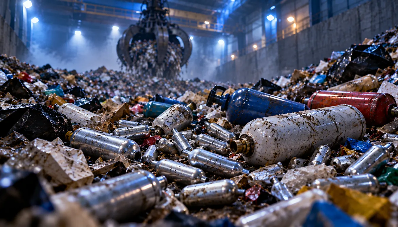 Ein halbes Jahr Lachgas-Verbot: was die Müllverbrennung zählt (Mit KI erzeugtes Bild)
