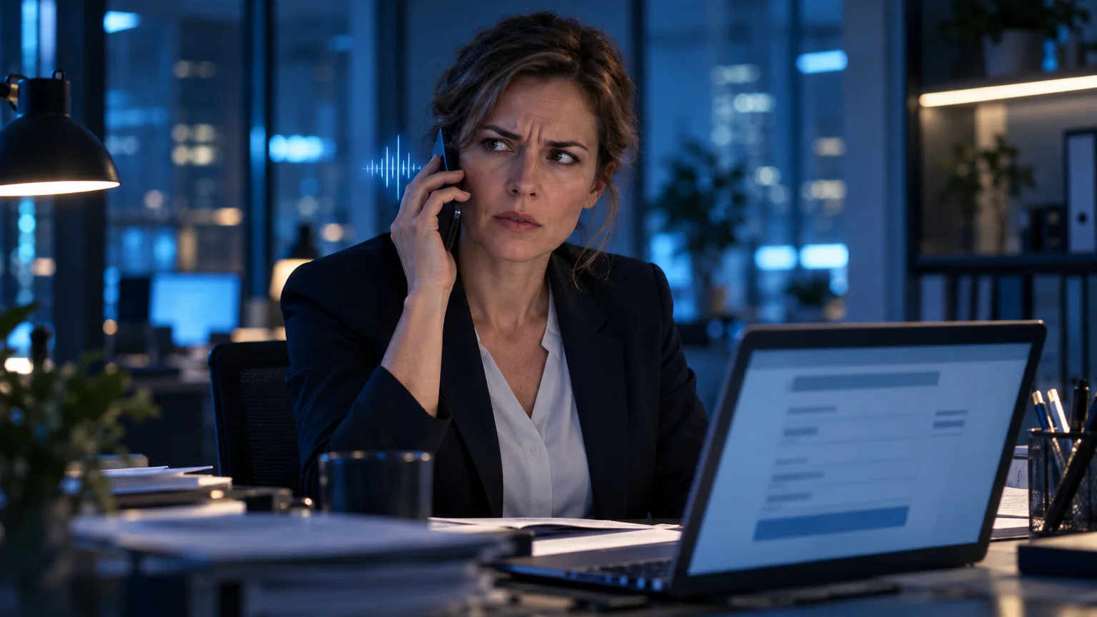 CEO-Fraud mit geklonter Stimme: Schulung und Zahlungsverfahren (Mit KI erzeugtes Bild)
